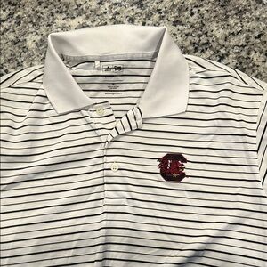Adidas Men's White Striped Polo Shirt